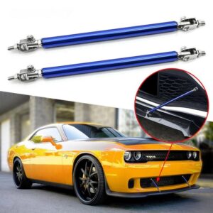 2 Pcs Set Universal Adjustable Blue Bumper Splitter Lip Spoiler Support Canard Rod For Cars (Medium)