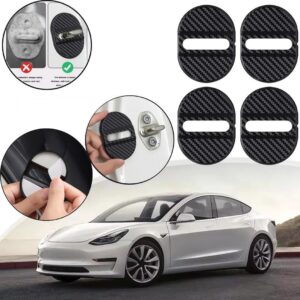 4 Pcs Set Black Car Door Lock Protection Cover Anti Rust (Black)