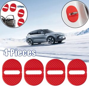 4 Pcs Set Red Car Door Lock Protection Cover Anti Rust (Red)