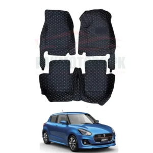 7D Floor Mats For Suzuki Swift - Black Color - Model: 2022-2023
