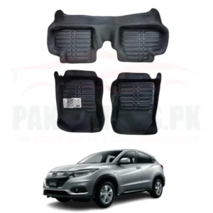 Honda Vezel 5D Custom Floor Mat Black 3 Pcs - Model 2013-2021