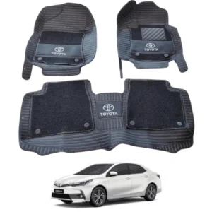 Toyota Corolla 10D Floor Mats Black With Logo - Model 2014-2021