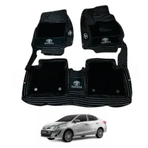 Toyota Yaris 10D Floor Mats Black With Grass - Model 2020-2023