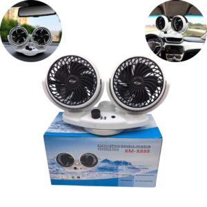 1 Pc Universal 12V Double Head Big Size Fan In Premium Quality With Automatic Moving Function