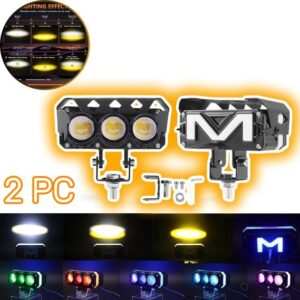 2 Pcs Set Universal HJG 3 SMD Fog Light Dual Color With RGB Function in Metal Body