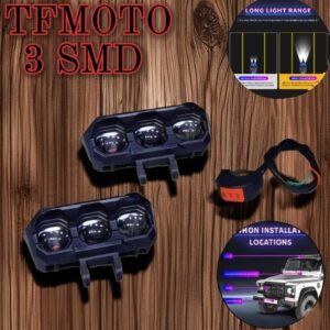 2 Pcs Set Universal TFMOTO 3 SMD Spotlight 18 Watt Lens Devil Eye Dual Color Beam Fog Lights With Free Switch