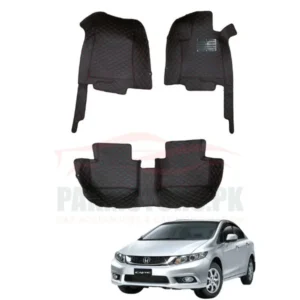 Honda Civic 7D Stitched Floor Mat Black - Model 2012-2016