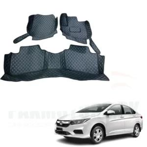 Honda City 7D Floor Mats Black 3 Pcs - Model 2022-2023 | 100% Waterproof and Washable
