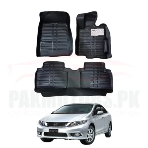Honda Civic 5D Custom Floor Mat Black 3 Pcs - Model 2012-2016
