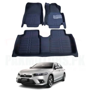 Honda Civic 5D Custom Floor Mat Black 3 Pcs - Model 2022-2023