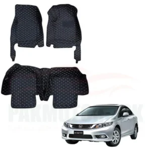 Honda Civic 7D Floor Mat Black 3 Pcs - Model 2012-2016