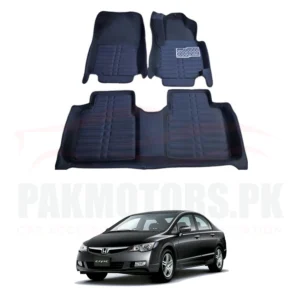 Honda Civic 5D Custom Floor Mat Black 3 Pcs - Model 2006-2009