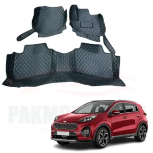 KIA Sportage 7D Floor Mats Black Multi Color Thread 3 Pcs
