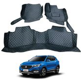 MG HS 7D Floor Mats Black Multi Color Thread 3 Pcs